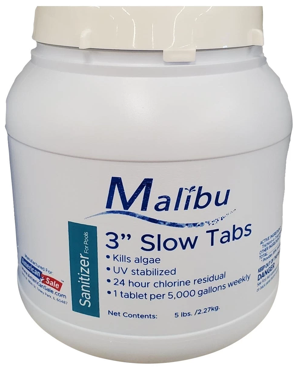 Malibu 3" Slow Tabs Sanitizer For Pools 3 Malibu 3" Slow Tabs Sanitizer For Pools