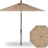9' Collar Tilt Market Bronze Frame Sesame Canopy Umbrella -Outdoor Garden Living 017800