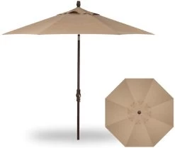 9' Collar Tilt Market Bronze Frame Sesame Canopy Umbrella