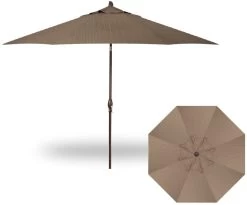 11' Auto Tilt Market Bronze Frame Ridge Canyon Canopy Umbrella