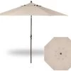 11' Auto Tilt Market Bronze Frame Champagne Canopy Umbrella -Outdoor Garden Living 018531