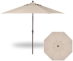 11' Auto Tilt Market Bronze Frame Champagne Canopy Umbrella