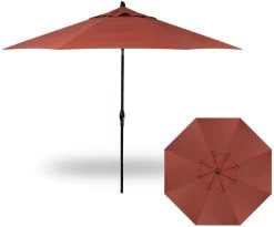 11' Auto Tilt Market Black Frame Ridge Sequoia Canopy Umbrella
