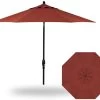 9' Auto Tilt Market Black Frame Henna Canopy Umbrella Thin Pole -Outdoor Garden Living 020503