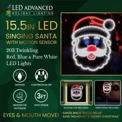 15.5" Singing Santa LED Decoration With Motion Sensor