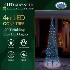 Set Of 2 Wire Cone Trees With Blue Twinkling LED Lights -Outdoor Garden Living 04 13 GH CB AS JA 4ftConeTree BL d5d8ca1b 98d0 4b82 aef8 7e3dadeb2caa