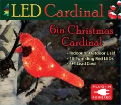 6" LED Cardinal Decoration With Clipped Feet 9 6" LED Cardinal Decoration With Clipped Feet -Outdoor Garden Living 04 21 GH CB AS JA 6in Cardinal ClippedFeet Plug