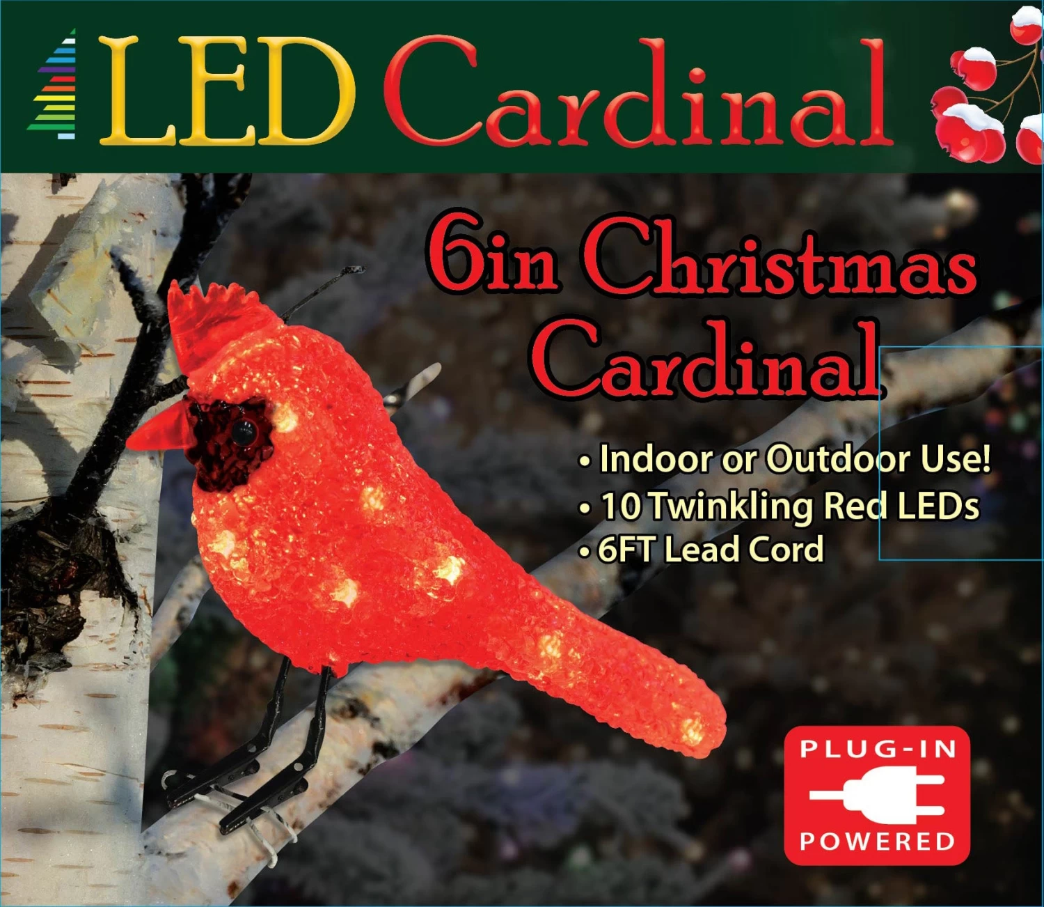 6" LED Cardinal Decoration With Clipped Feet 5 6" LED Cardinal Decoration With Clipped Feet - Image 3