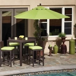 9' Auto Tilt Market Black Frame Macaw Canopy Umbrella Thin Pole -Outdoor Garden Living 070065 2