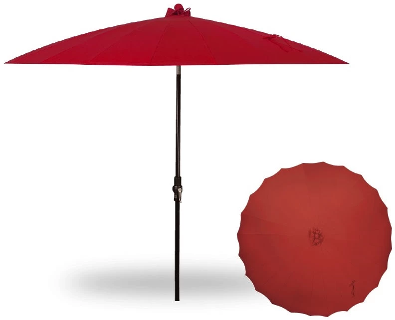 10' Round Shanghai Market Black Frame Red Canopy Umbrella 3 10' Round Shanghai Market Black Frame Red Canopy Umbrella