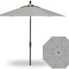 9' Collar Tilt Market Bronze Frame Silver Linen Canopy Umbrella