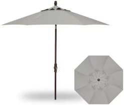 9' Collar Tilt Market Bronze Frame Silver Linen Canopy Umbrella