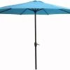 7.5' Market Black Frame Blue Canopy Umbrella -Outdoor Garden Living 087355