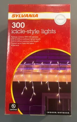 Set Of 300 Icicle Lights On A White Wire -Outdoor Garden Living 087928