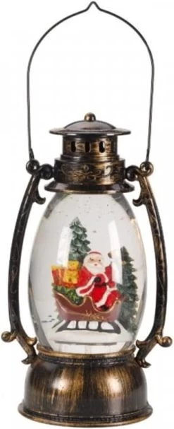 9.5" Battery-Operated Antique Bronze Spinning Water Globe Lantern With Holiday Scene -Outdoor Garden Living 088271