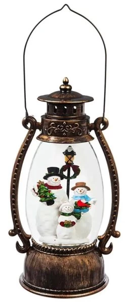 9.5" Battery-Operated Antique Bronze Spinning Water Globe Lantern With Holiday Scene -Outdoor Garden Living 088271 3