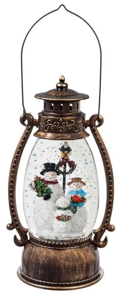 9.5" Battery-Operated Antique Bronze Spinning Water Globe Lantern With Holiday Scene -Outdoor Garden Living 088271 4