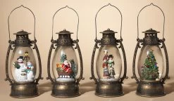 9.5" Battery-Operated Antique Bronze Spinning Water Globe Lantern With Holiday Scene -Outdoor Garden Living 088271 5