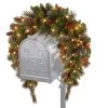 36" Battery-Operated Classic Spruce Mailbox Swag With Warm White Lights, Pine Cones And Berries