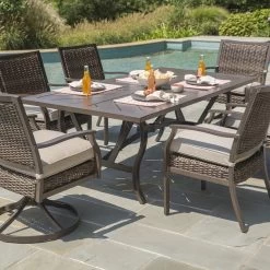 Thatcher Woven Padded Patio Dining Sets -Outdoor Garden Living 088876 3