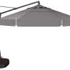 11' Octagon Cantilever Umbrella In A Black Frame With A Charcoal Canopy With Base