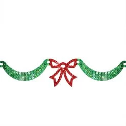 6' Pre-Lit Dazzling Green Swag With Red Bow Hanging Decorative