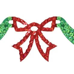 6' Pre-Lit Dazzling Green Swag With Red Bow Hanging Decorative -Outdoor Garden Living 090093 5