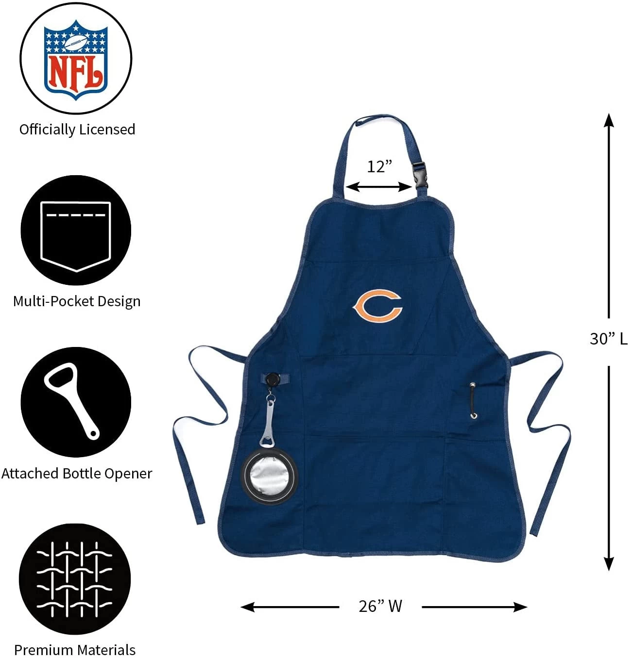 Team Sports America Chicago Bears Grilling Utility Apron 4 Team Sports America Chicago Bears Grilling Utility Apron - Image 3