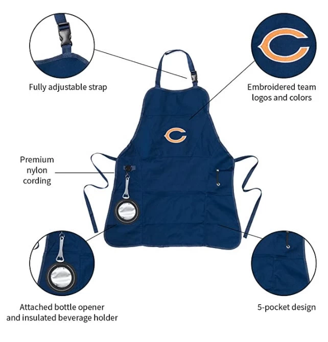 Team Sports America Chicago Bears Grilling Utility Apron 5 Team Sports America Chicago Bears Grilling Utility Apron - Image 4