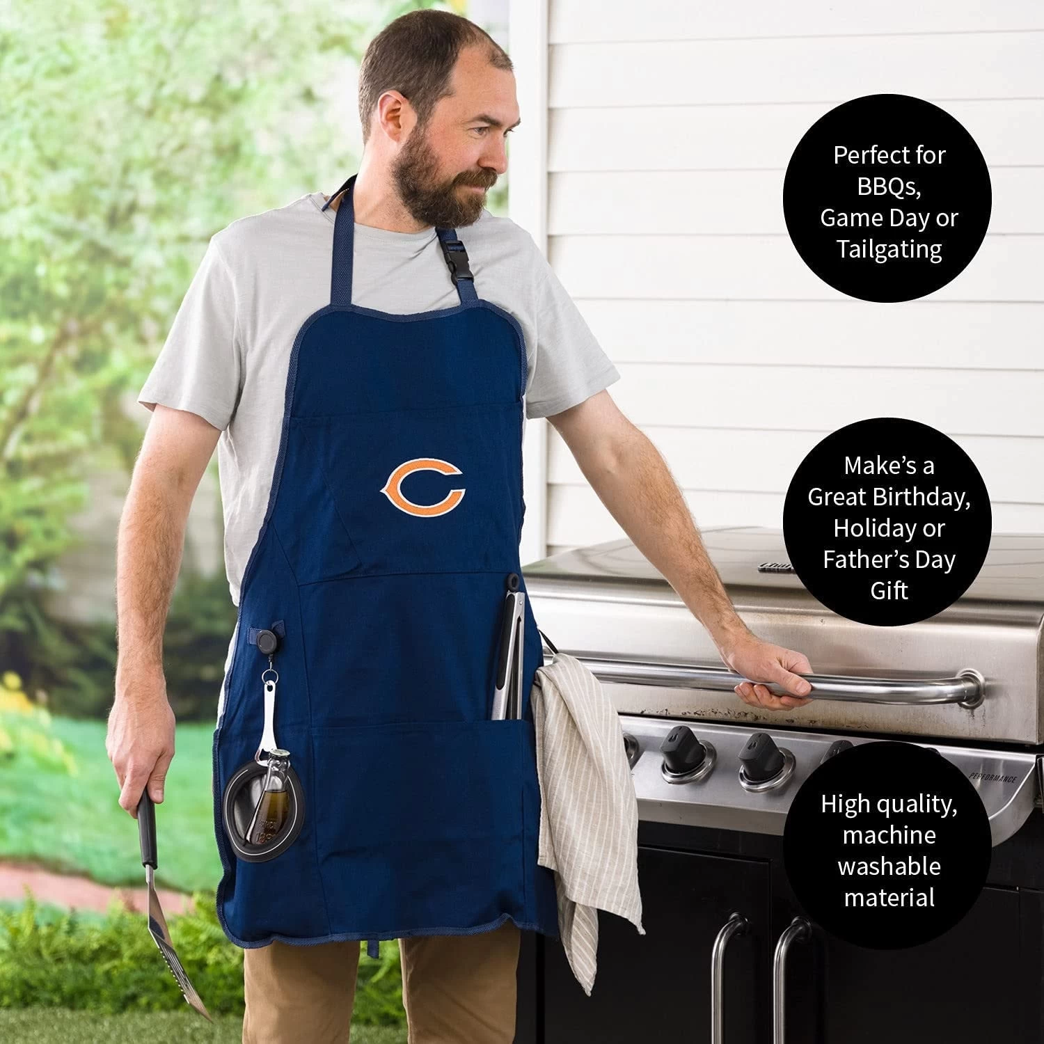 Team Sports America Chicago Bears Grilling Utility Apron 3 Team Sports America Chicago Bears Grilling Utility Apron - Image 2
