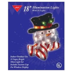18" Pre-Lit Snowman Plaque