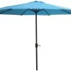 9' Market Black Frame Blue Canopy Umbrella -Outdoor Garden Living 092633