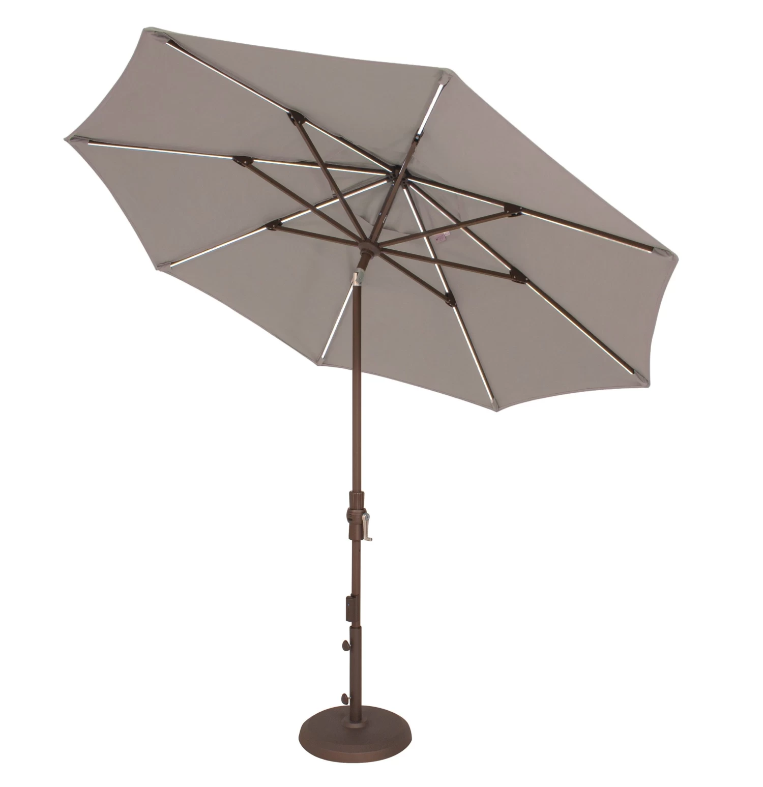 9' Starlux Collar Tilt Market Umbrella In A Bronze Frame With A Taupe Canopy 3 9' Starlux Collar Tilt Market Umbrella In A Bronze Frame With A Taupe Canopy