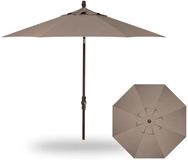 9' Starlux Collar Tilt Market Umbrella In A Bronze Frame With A Taupe Canopy 6 9' Starlux Collar Tilt Market Umbrella In A Bronze Frame With A Taupe Canopy - Image 4