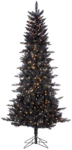 Black Tahoe Tinsel Pre-Lit Pine Trees With Stand