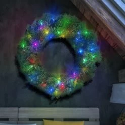30" Mountain Spruce Wreath With 100 Starry Multi LED Lights