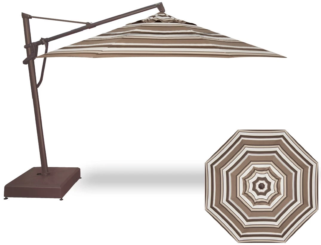 13' Starlux Collar Tilt Market Umbrella In A Bronze Frame With A Sahara Stripe Canopy 5 13' Starlux Collar Tilt Market Umbrella In A Bronze Frame With A Sahara Stripe Canopy - Image 3