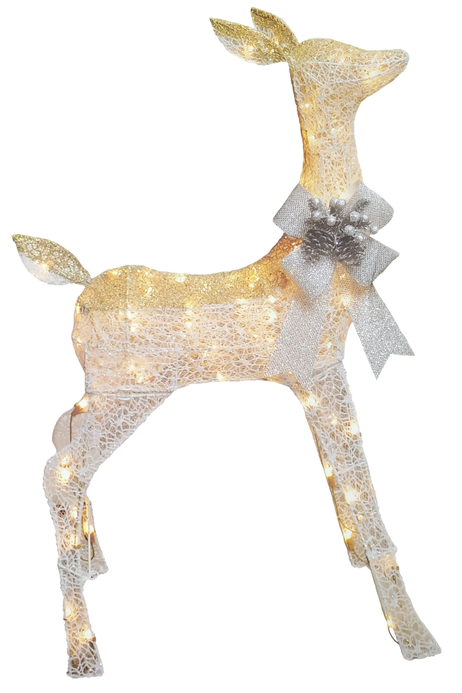 Set Of 2 Lighted White Reindeer Sculptures (Doe & Fawn) 5 Set Of 2 Lighted White Reindeer Sculptures (Doe & Fawn) - Image 3