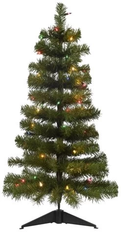 36" Mini Artificial Pre-Lit Foyer Tree With Stand