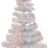 36" White Mini Artificial Foyer Tree With Stand And Pre-Lit With Multi-Colored Lights -Outdoor Garden Living 098830 2