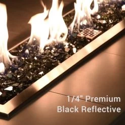 1/4" Black Reflective Fire Pit / Fireplace Fire Glass -Outdoor Garden Living 101933 3