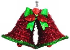 2D Double Bell With Holly Christmas Hanging Decoration
