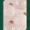 Set Of 4 Gold Glitter Polka Dot Glass Ornaments -Outdoor Garden Living 147156