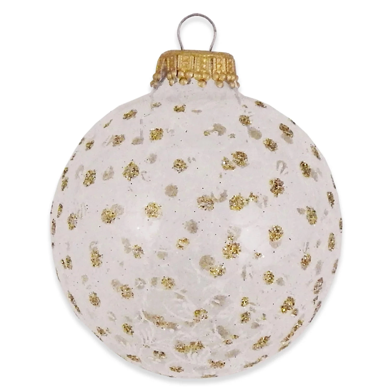 Set Of 4 Gold Glitter Polka Dot Glass Ornaments 4 Set Of 4 Gold Glitter Polka Dot Glass Ornaments - Image 2