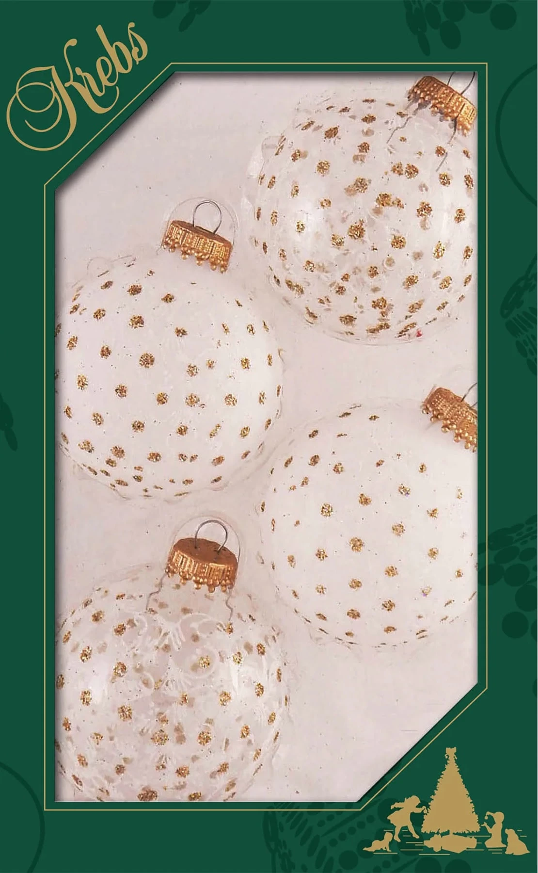 Set Of 4 Gold Glitter Polka Dot Glass Ornaments 3 Set Of 4 Gold Glitter Polka Dot Glass Ornaments
