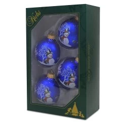 Set Of 4 Royal Glass Bell Ringer Snowman Ornaments -Outdoor Garden Living 147194 3