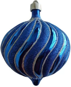 150MM Azure Blue Swirled Onion Ornament