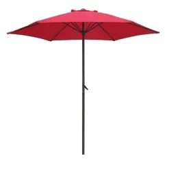 7.5' Market Bronze Frame Red Canopy Umbrella
