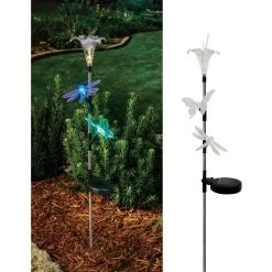 Solar Powered Flower And Insect Trio Garden Stake -Outdoor Garden Living 183819 3