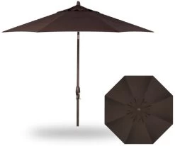 9' Auto Tilt Market Bronze Frame Walnut Canopy Umbrella